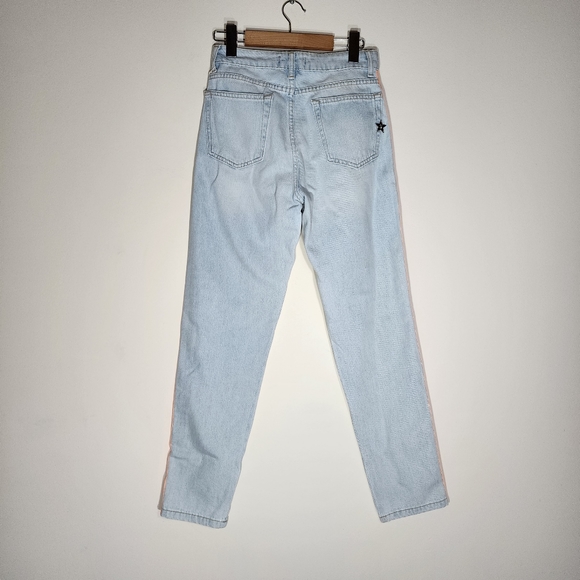 SHOP ★ ART Blue Denim pants side seam stripes 100% cotton jeans - Picture 7 of 15